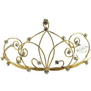 Tiara Gold Metal & Rhinestone Multi Heart Princess Queen Or Debutante Headpiece